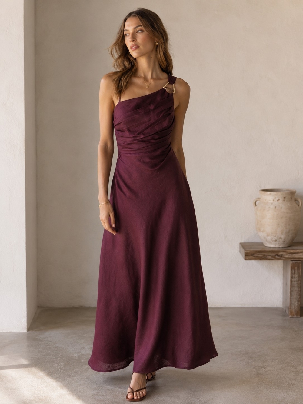 Zara 100% Linen Asymmetric Dress M | NWT